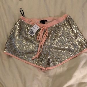 Forever 21 brand new sequined silver shorts